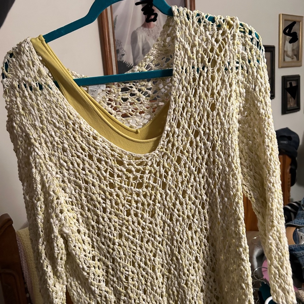 L Tall J Jill Sweater with One Size M Rena Yellow Tank Top